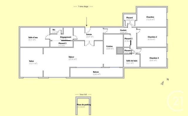 Appartement F5 à vendre - 5 pièces - 101.69 m2 - ROUEN - 76 - HAUTE-NORMANDIE - Century 21 Thillard Et Duhamel